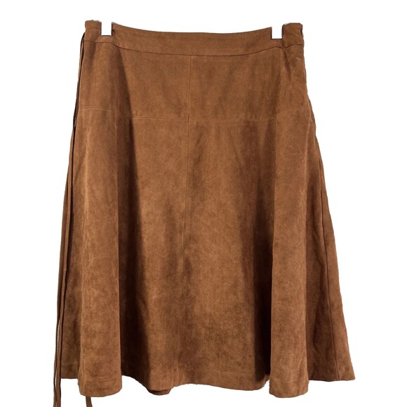 Octavia Faux Suede Knee Length Skirt Boho Fall Winter Size Medium - Picture 2 of 14